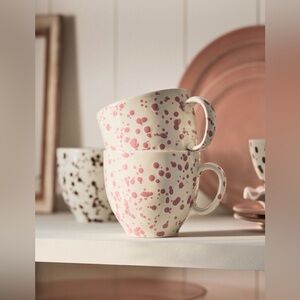 Anthropologie Splatter Portuguese Stoneware Mug, PINK SET OF 2, NWT
